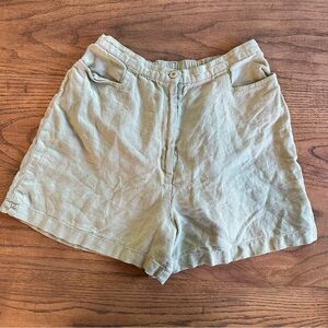 Eileen Fisher 100% Linen Shorts Pale Green Casual Women's Sz Medium Made in USA